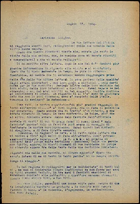 Bartolomeo Vanzetti typed letter (copy) to Luigia Vanzetti, [Charlestown], 15 July 1924