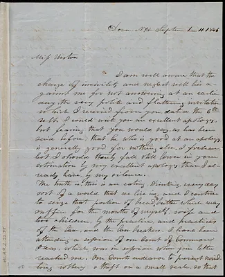 Letter from John Parker Hale, Dover, NH, to Caroline Weston, September 11, 1846
