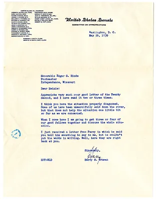 Letter from Harry S. Truman to Edgar Hinde