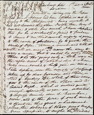 Letter from Esther Sturge, New Kent Road, London, [England], to Maria Weston Chapman, 1st [day] 4 mo[nth] (April) 1844