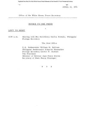 Meeting with His Excellency Carlos Romulo, Philippine Foreign Secretary [Meeting Attendee List]