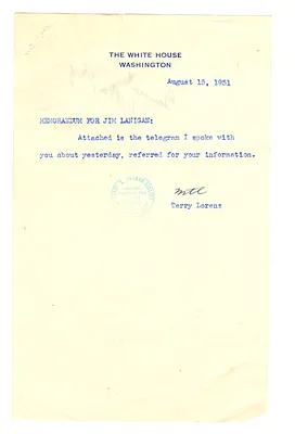 Memorandum to James "Jim" Lanigan from Terry Lorenz, with Attachment