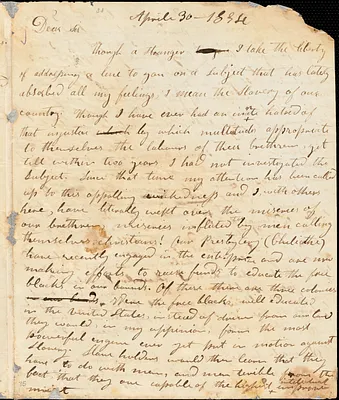 Letter from Robert Rutherford, [Brown County, Ohio], to William Lloyd Garrison, 1834 April 30