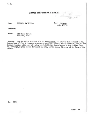Cross Reference Memorandum