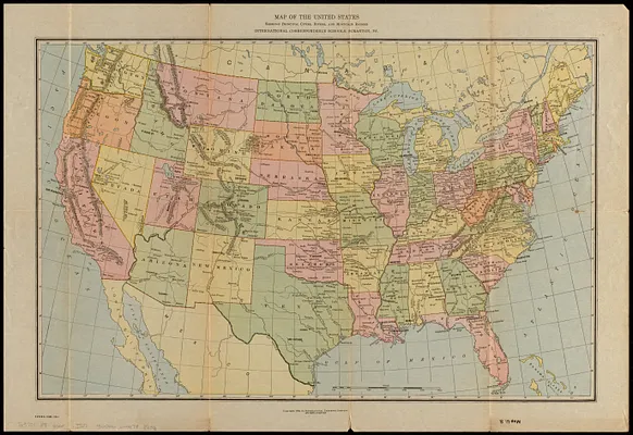 Map of the United States showing principal cities, rivers, and mountain ranges