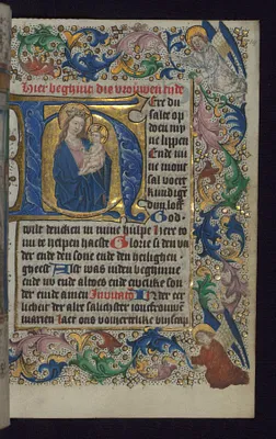 Initial ""H"" with the Apocalyptic Madonna and Child
