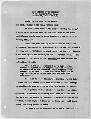 Radio Address To The Herald Tribune Forum