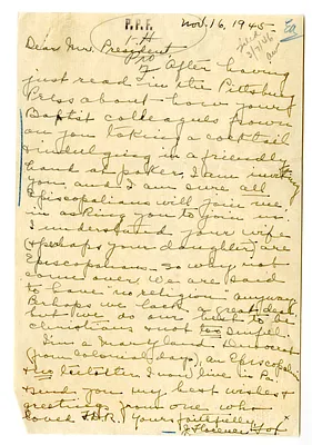 Letter from J. Florence Fox to President Harry S. Truman