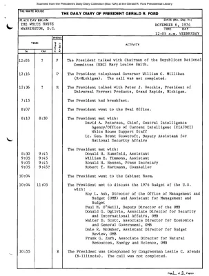 President Gerald R. Ford's Daily Diary, November 06, 1974