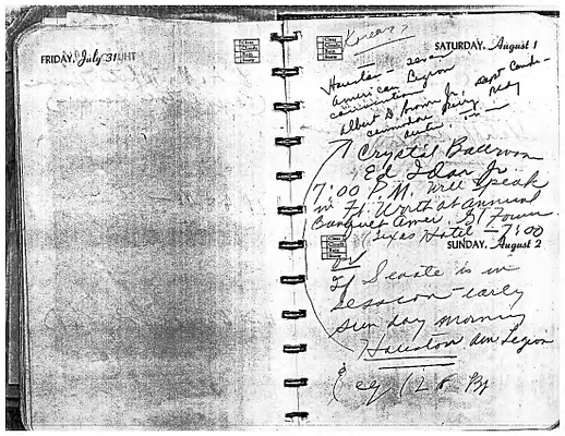 Lyndon Johnson's 1953 Desk Diary, beginning 7/31/1953
