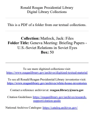 Geneva Meeting: Briefing Papers-The Soviet Union in the World