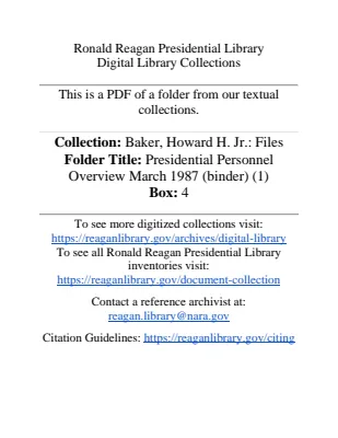 Presidential Personnel Overview March 1987 (binder) (1)