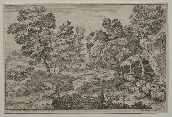 Landscape with Shepherds and two Flocks