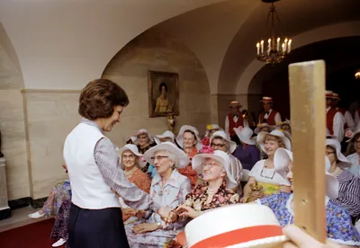 Rosalynn Carter Greeting a Senior Citizens Tour Group