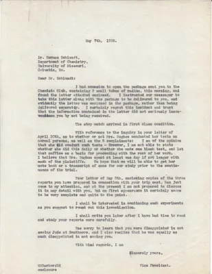 Letters Sent to Dr. Herman Schlundt, May 7, 1928