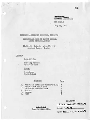 Memorandum of Conversation with Secretary of State Dean Acheson, Foreign Minister of France Robert Schuman, Mr. Rochefort, and United States Ambassador to France James C. Dunn