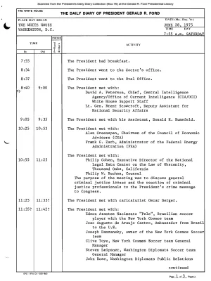 President Gerald R. Ford's Daily Diary, June 28, 1975