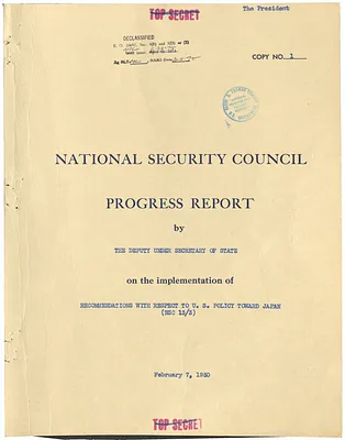 National Security Council Progress Report by the Deputy Under Secretary of State on the Implementation of Recommendations with Respect to United States Policy Toward Japan (NSC 13/3)