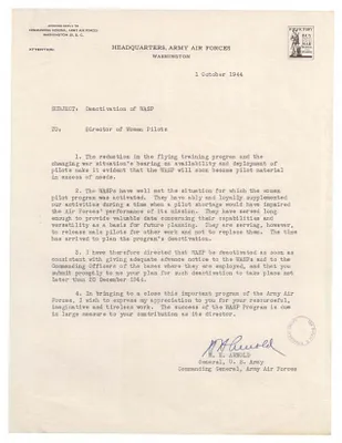 Memorandum, Deactivation of WASP
