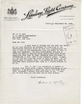 Letters Received to C.B. Lee, September 26, 1928