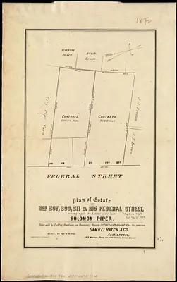 Plan of estate nos 207, 209, 211 & 215 Federal Street, belonging to the estate of the late Solomon Piper