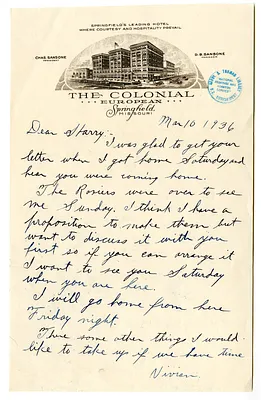 Letter from J. Vivian Truman to Harry S. Truman