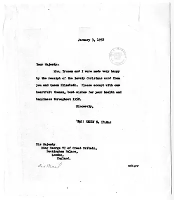 Letter from President Harry S. Truman to King George VI of Great Britain