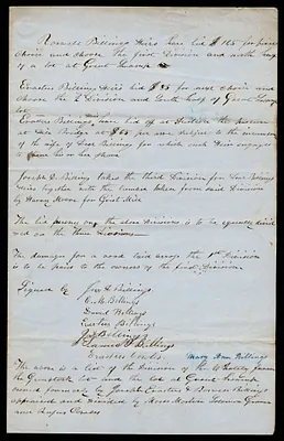 Billings family land division in Whately (?) Undated (blue paper)
