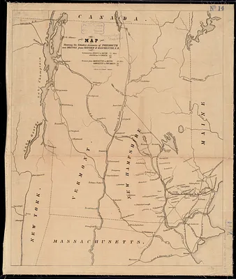 Map showing the relative distances of Porsmouth [i.e. Portsmouth] and Boston from Concord & Manchester, N.H