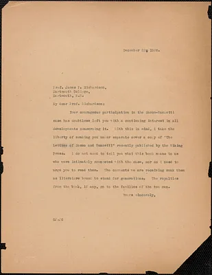 Gardner Jackson typed letter (copy) to James P. Richardson, [Boston, Mass.], December 22, 1928