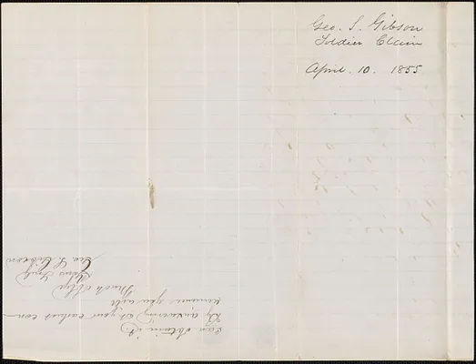 George Gibson to Land Agent, 10 April 1855