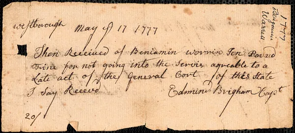 Fines for Not Serving in the Army, 1777-1779