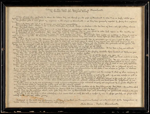 Address to the Great and General Court of Massachusetts by president-elect John Fitzgerald Kennedy