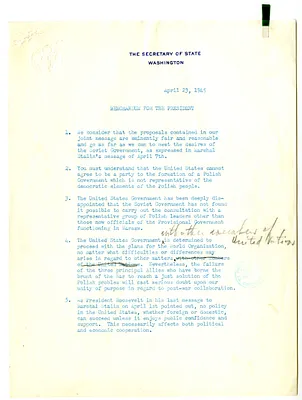 Memorandum from Secretary of State Edward Stettinius to President Harry S. Truman