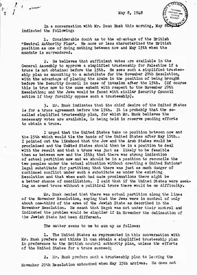 Memorandum of Conversation with Dean Rusk