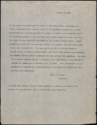 Alvan T. Fuller typed document (copy), Boston, Mass., August 12, 1926