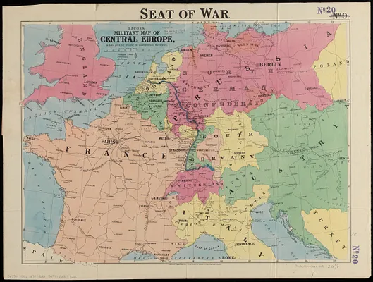 Bacon's military map of Central Europe, in bold print for tracing the movements of the armies