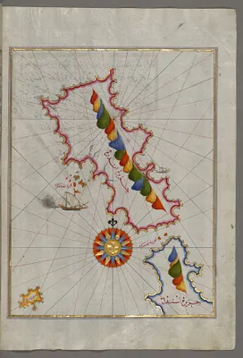 Map of the Island of Andros in the Northern Aegean Sea