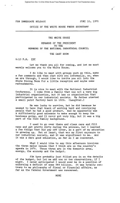 Remarks of the President to the Members of the National Industrial Council [Ford Speech or Statement]
