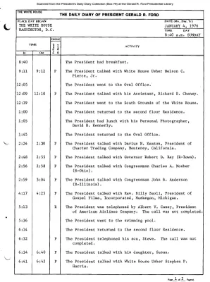 President Gerald R. Ford's Daily Diary, January 04, 1976