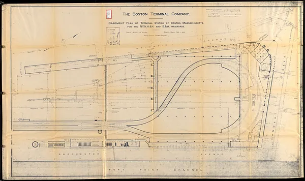 Basement plan of terminal station at Boston, Massachusetts, for the N.Y.N.H & H. and B. & A. railroads