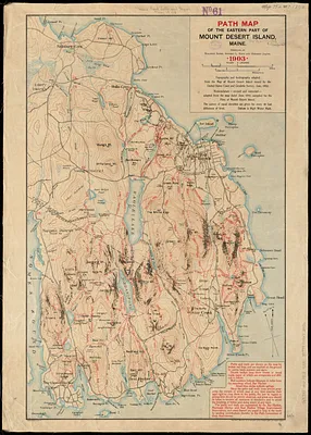 Path map of the eastern part of Mount Desert Island, Maine