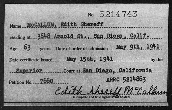 McCallum, Edith Shereff - 1941