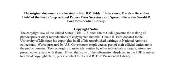 Ford Interviews, March - December 1966