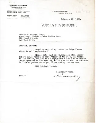 Letters Received to Howard H. Barker [H.H. Barker], February 25, 1936