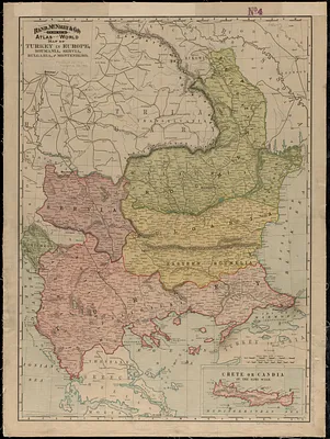 Rand, McNally & Co.'s indexed atlas of the world map of Turkey in Europe, Roumania, Servia, Bulgaria, and Montenegro