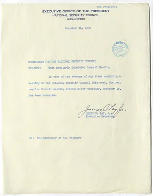 Memorandum from James S. Lay, Jr. to the National Security Council