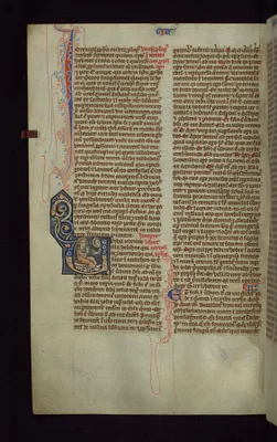 Historiated Initial ""U"" with God Speaking to Jeremiah