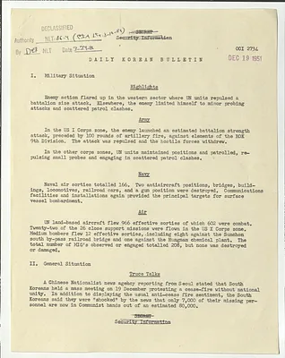 Memorandum, Daily Korean Bulletin