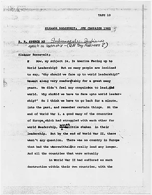 Speech by Eleanor Roosevelt in Indianapolis, Indiana